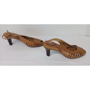 Nickels Soft Poron 4000 Women's Shoes 8.5 M Leather T-Drusilla Slingback Brown